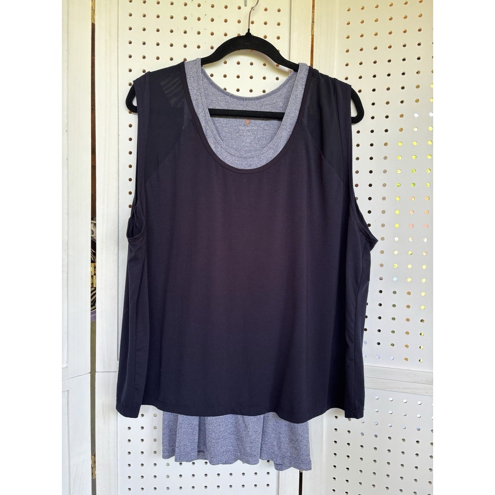 Tangerine Double Layer Tank Top Athletic Workout Yoga Women's XL Black Blue